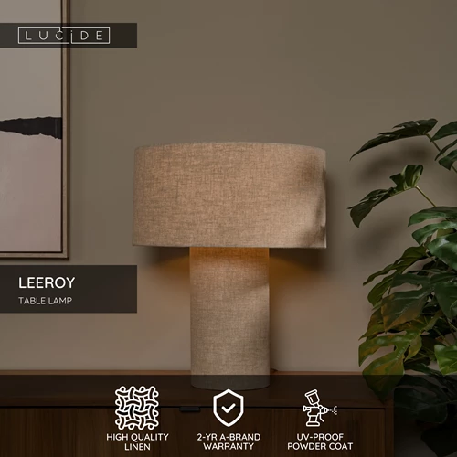 Lucide LEEROY - Table lamp - 1xE27 - Taupe - USP